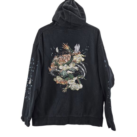 Poebe Bridgers Hoodie Sweatshirt Size X-Large Dragon Castle Moon Stars Black - Picture 2 of 10
